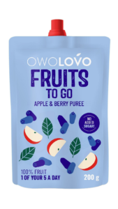 Owolovo Fruit to Go 100% Gyümölcspüré Alma-Kék Áfonya 200 g